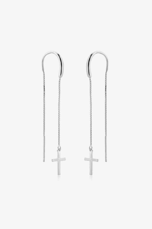 Cross Threaders - Sterling Silver Earrings (7499321344088)