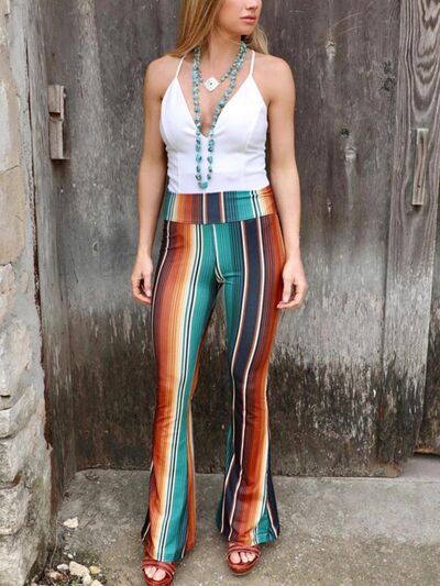 Stripes - High-Waist Striped Bootcut Pants (7505547001944)