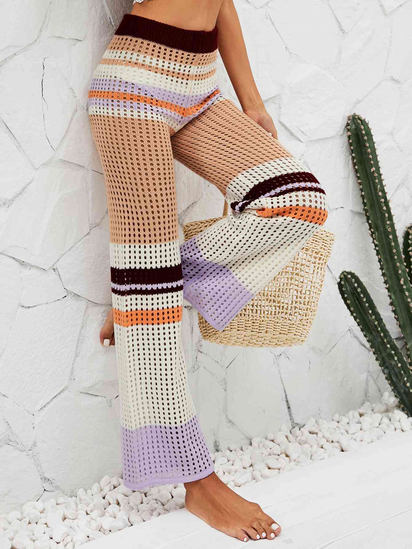 Colors - Color Block Openwork Knit Pants (7500884050008)