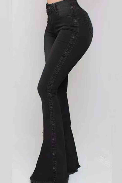 Button Fly - Button Detail Flare Jeans (7486623711320)