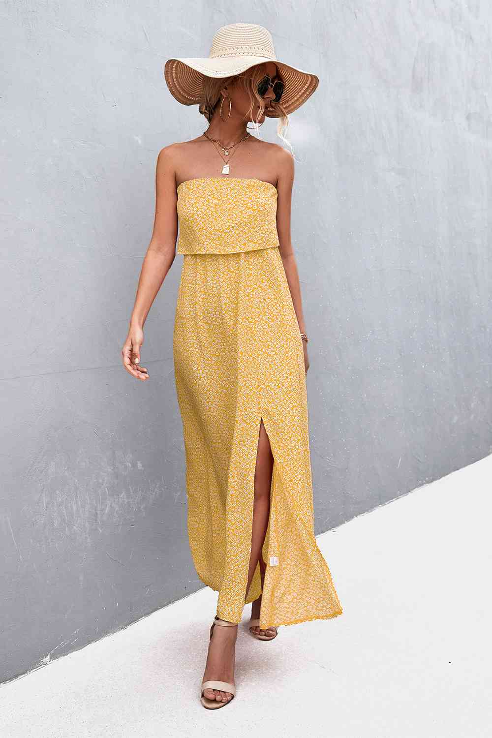 Strapless Split Maxi Dress (7515563982936)