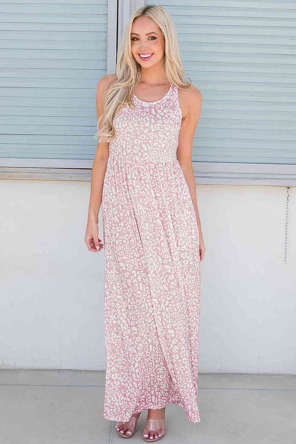 Leopard Round-Neck Sleeveless Maxi Dress (7515557789784)