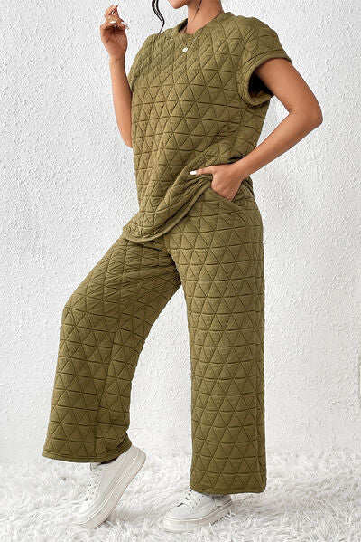 Short Sleeves Top & Pocketed Pants - Lounge Set (7500745179224)