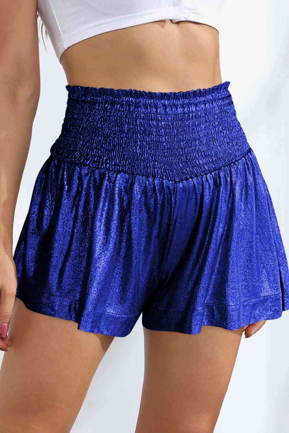 Glitter Smocked - High-Waist Shorts (7500855672920)