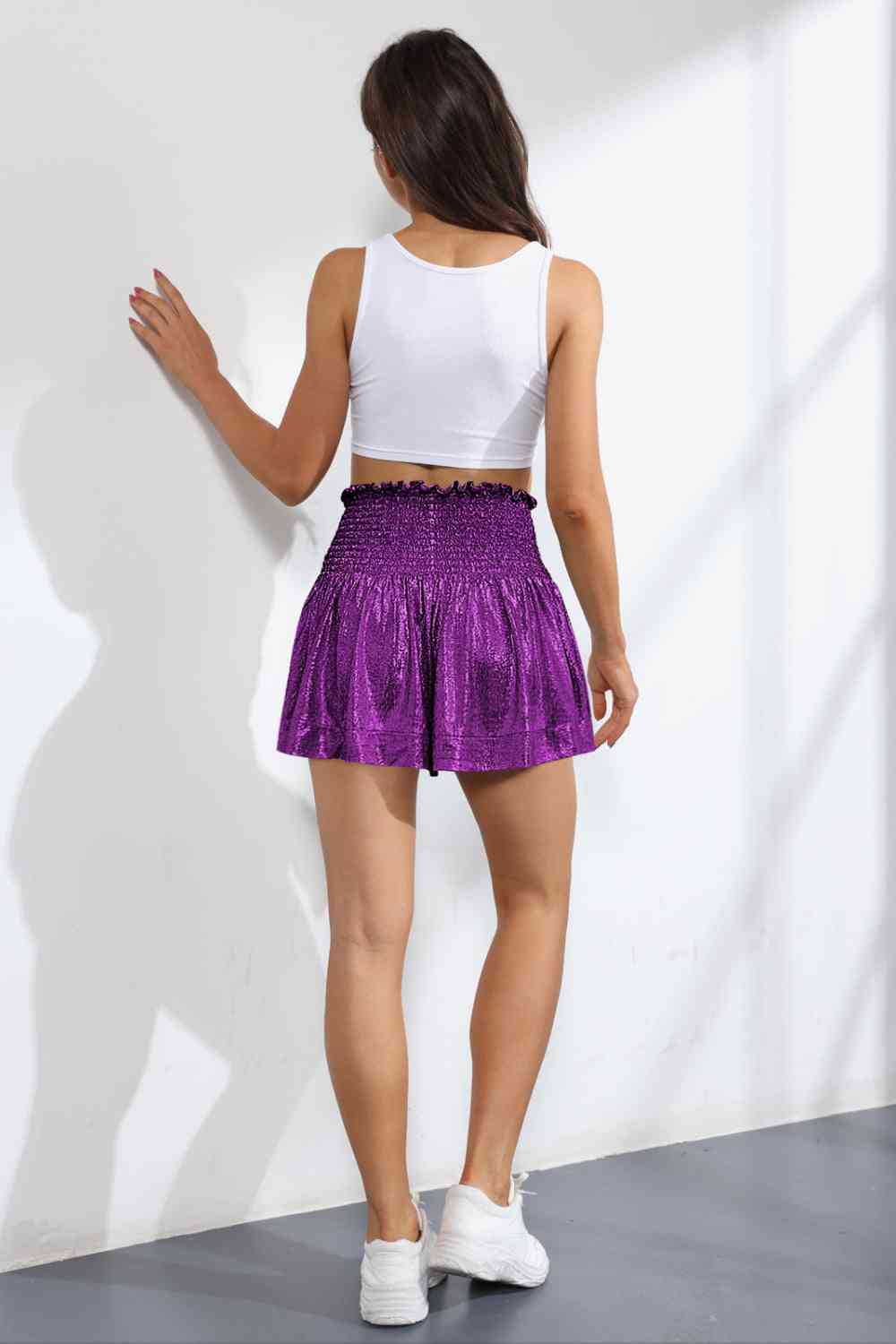Glitter Smocked - High-Waist Shorts (7500855672920)