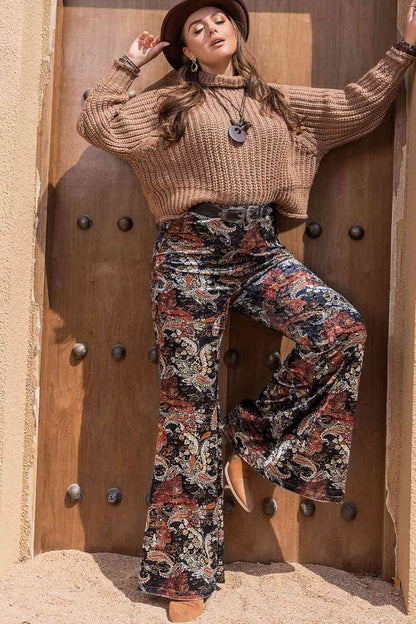 Plus-Size Printed Wide Leg Maxi Pants (7484758261848)
