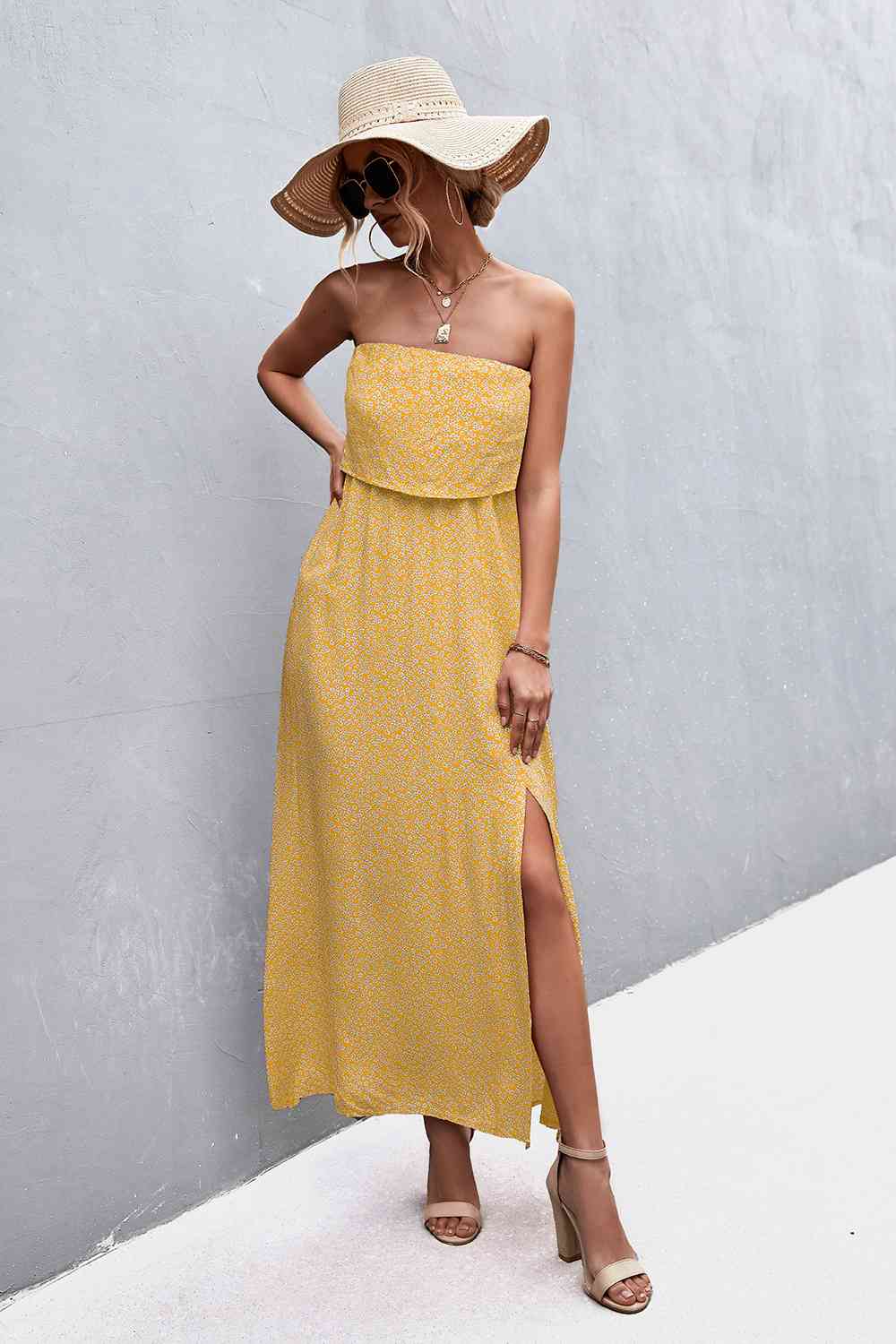Strapless Split Maxi Dress (7515563982936)