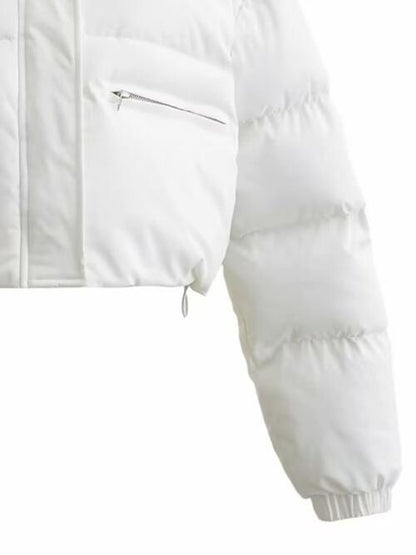 Snap & Zip - Closure Drawstrings Cropped Winter Coat (7484290072664)