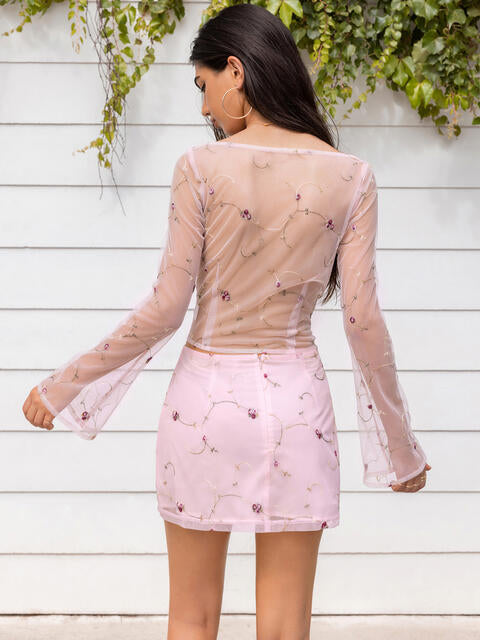 Sweetheart Neck Tie - Front Top and Skirt Set (7484243345496)