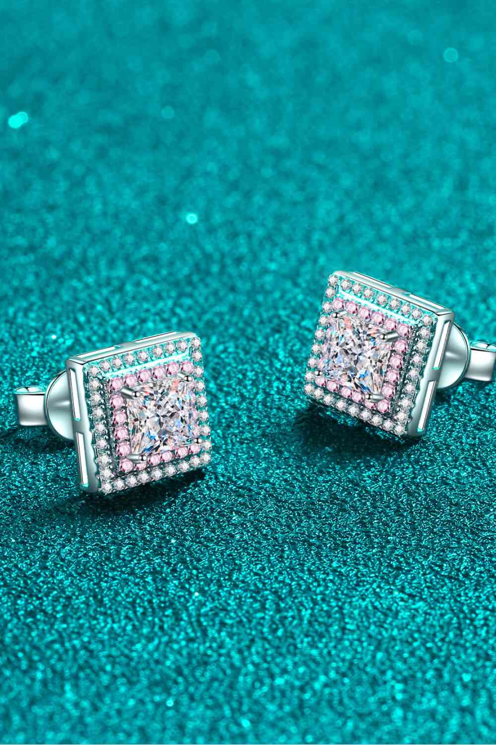Moissanite Square Stud Earrings (7499324522584)