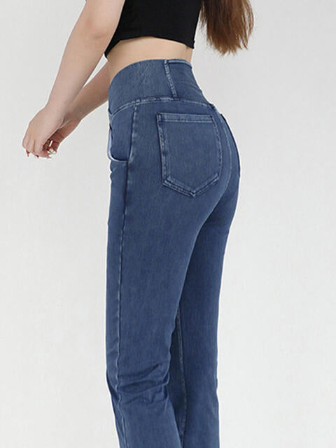 Bootcut Jeans With Pockets - Wide Waistband (7496928100440)