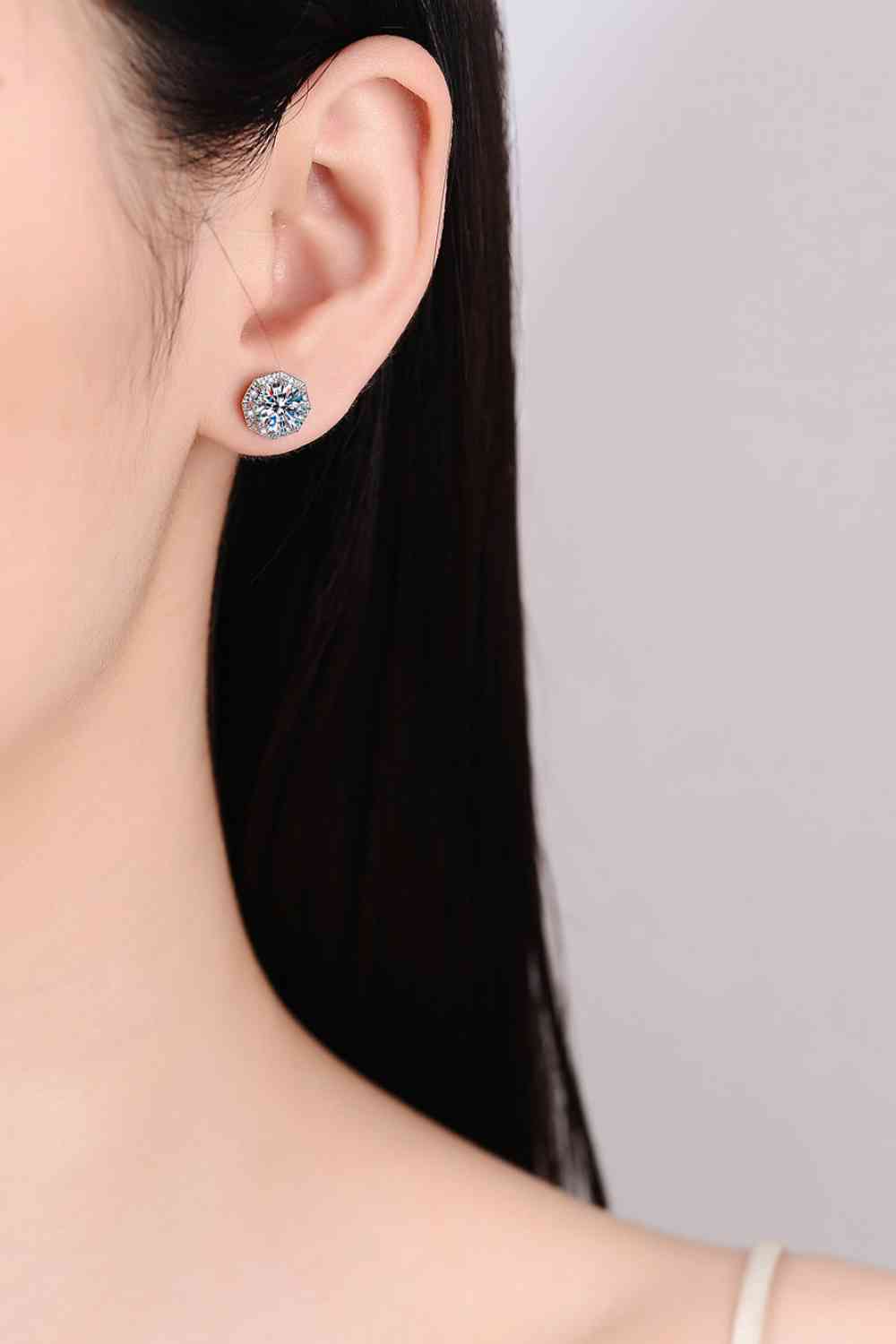Silver Stud Earrings - 2 Carat Moissanite 925 Sterling (7499309449304)