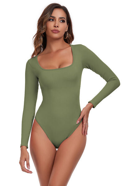 Active Bodysuit - Square Neck Long Sleeves (7501420462168)