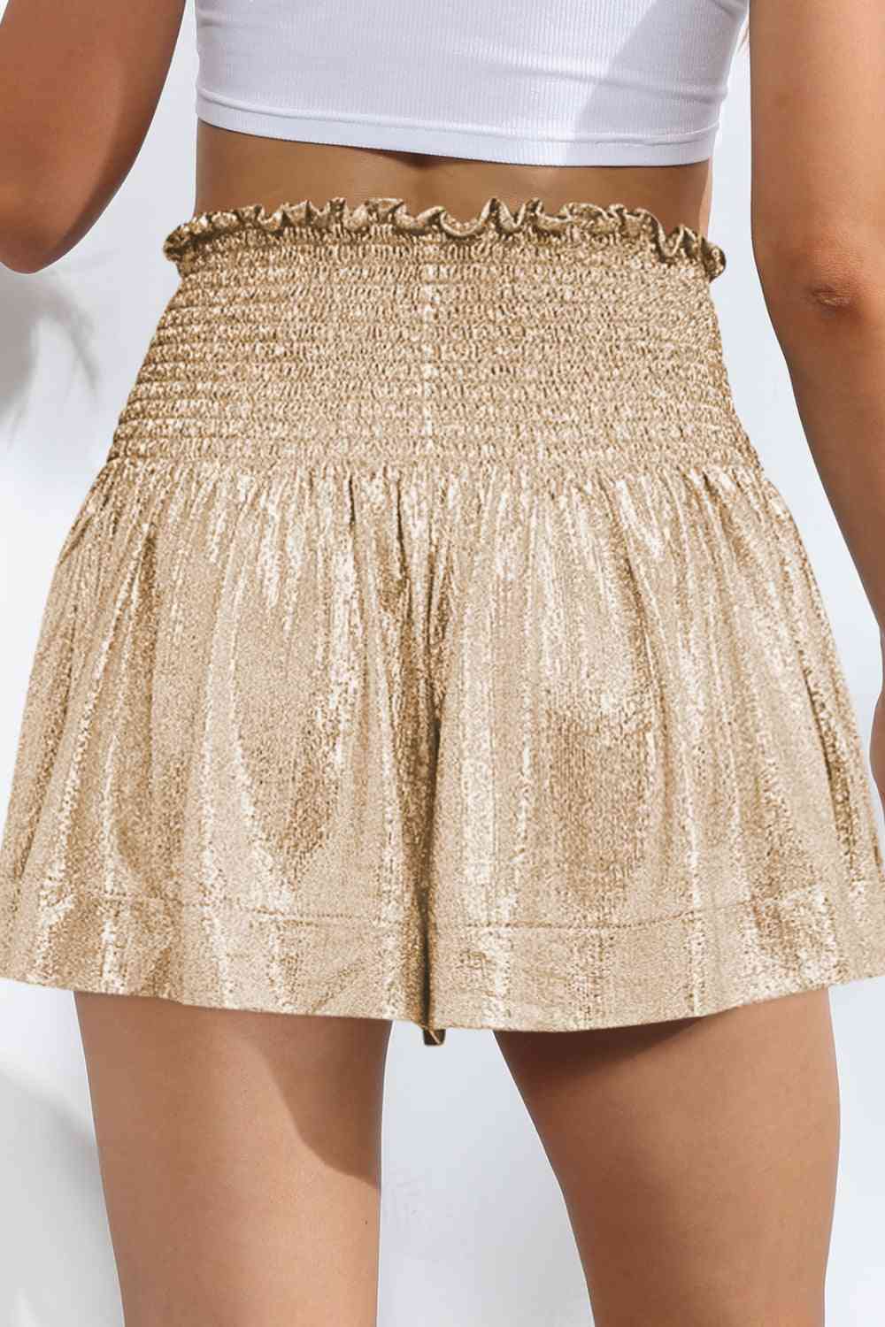 Glitter Smocked - High-Waist Shorts (7500855672920)