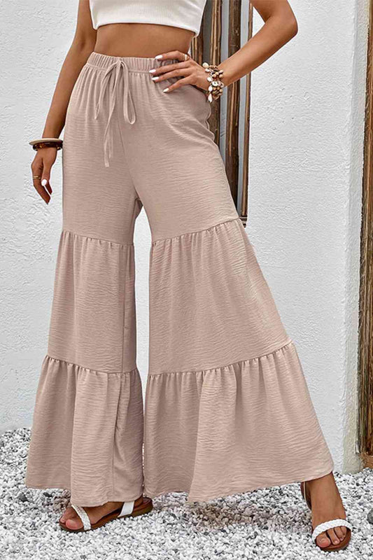 Tiered - Drawstring Waist Tiered Flare Culottes (7507814678616)