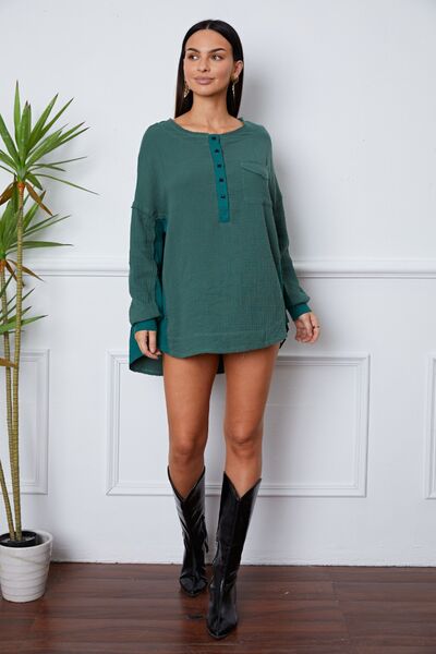 Half-Button-Up - Round Neck Blouse (7515480817752)