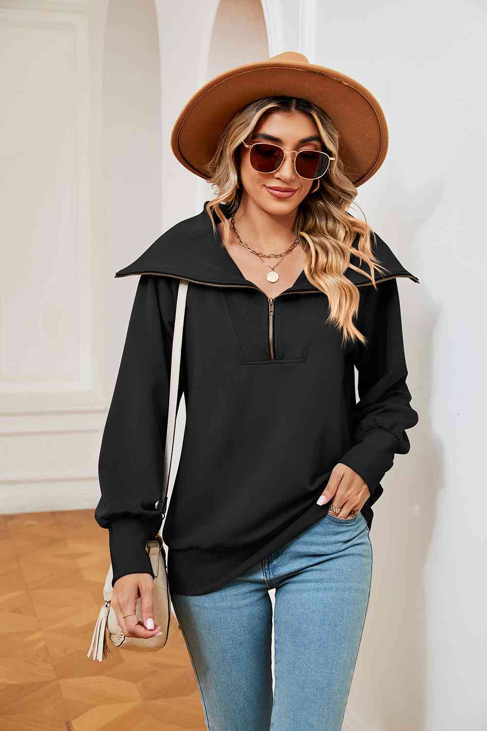 Collared - Half-Zip Collared Sweatshirt (7501332250712)