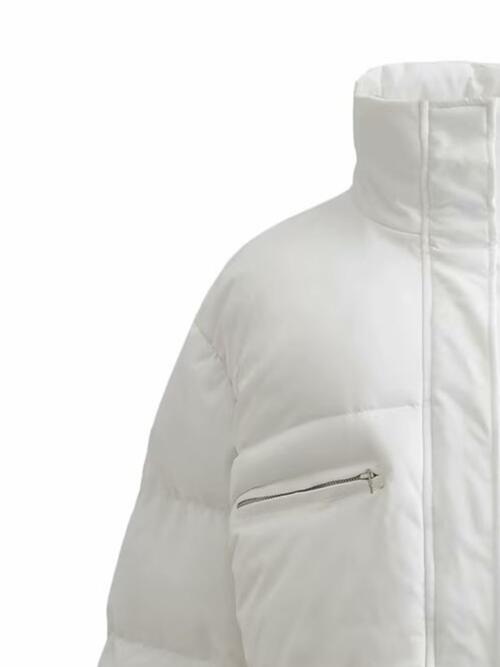 Snap & Zip - Closure Drawstrings Cropped Winter Coat (7484290072664)