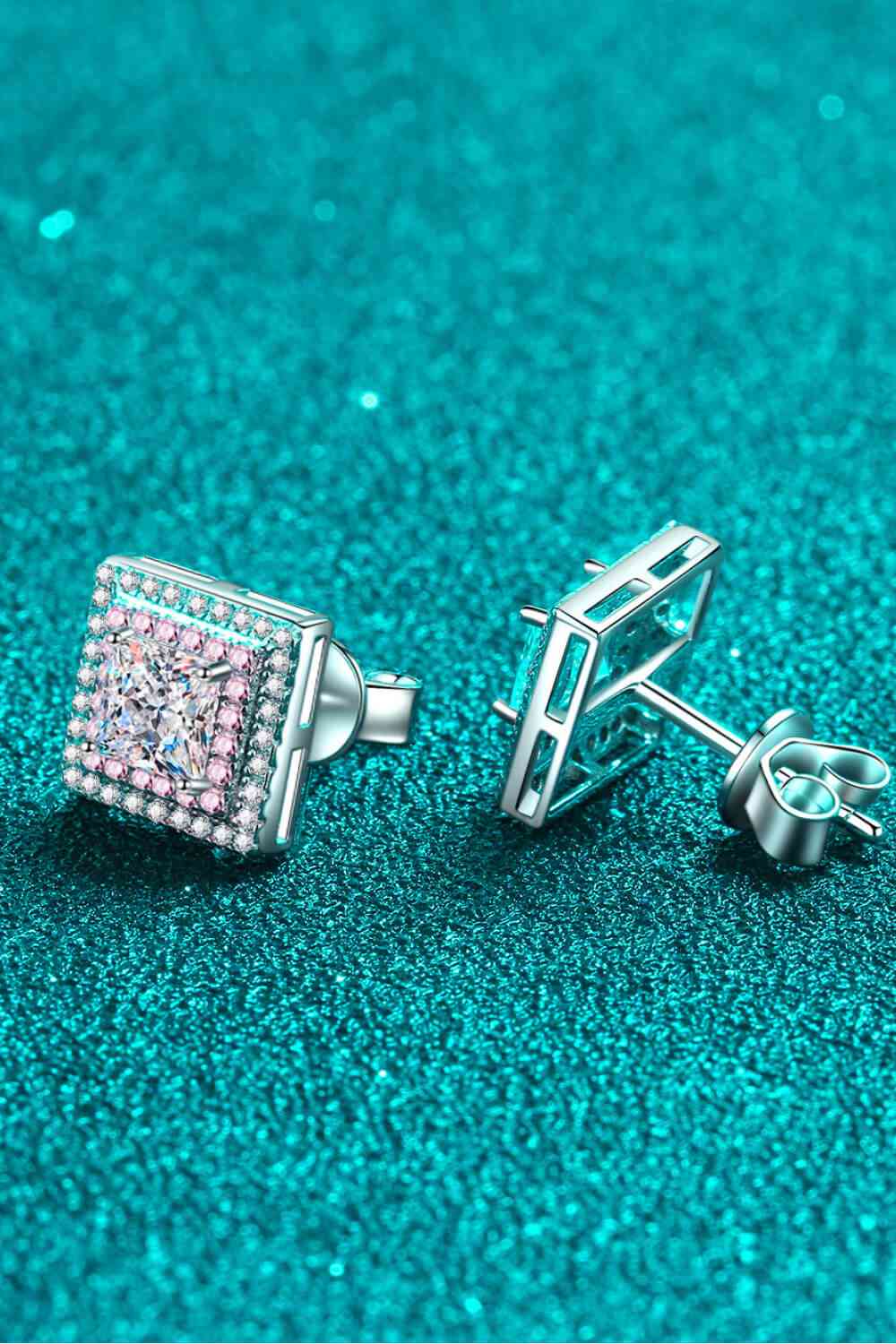 Moissanite Square Stud Earrings (7499324522584)
