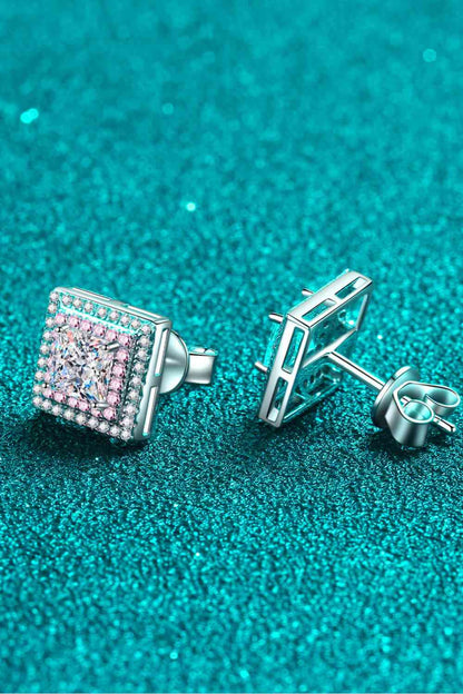 Moissanite Square Stud Earrings (7499324522584)