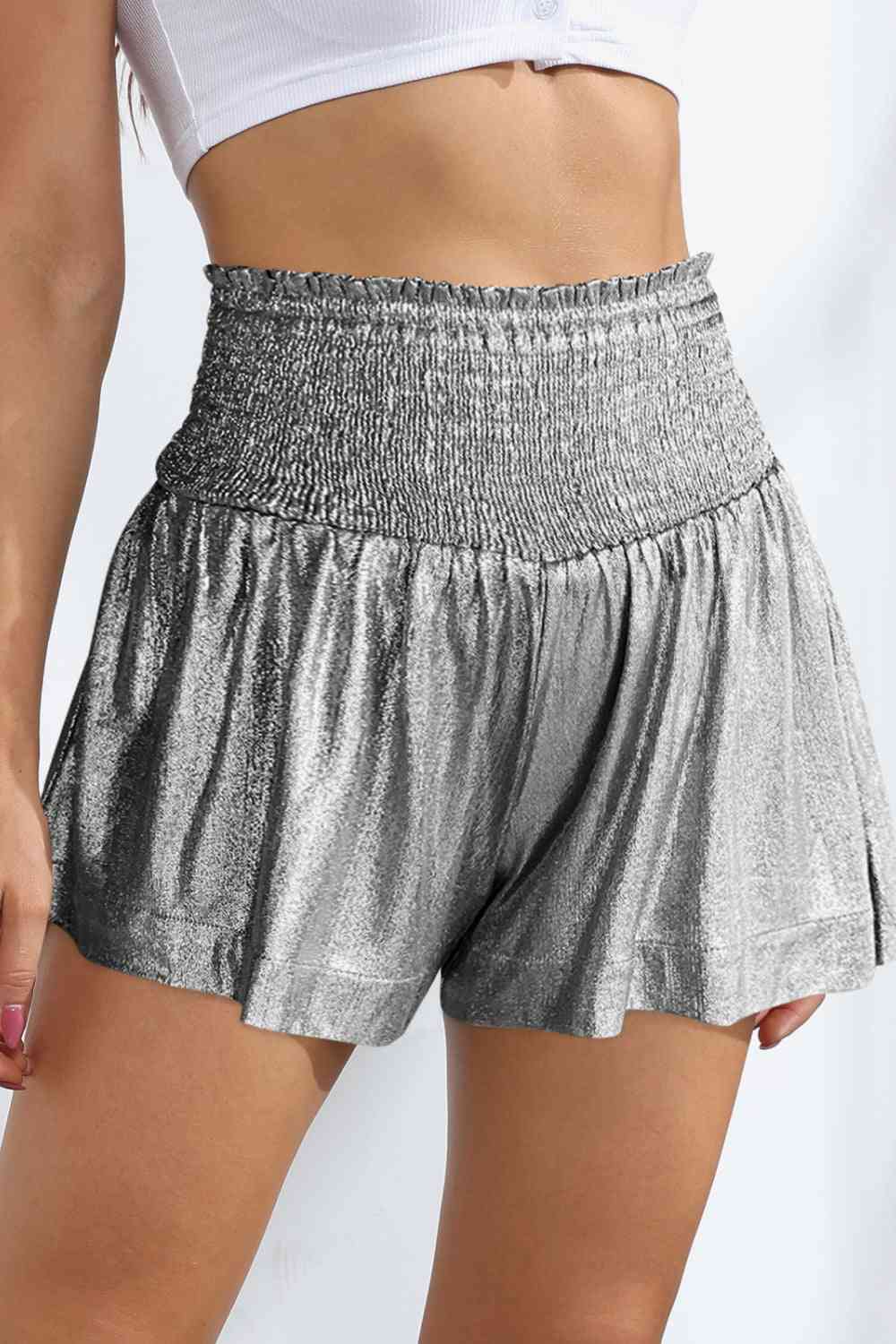 Glitter Smocked - High-Waist Shorts (7500855672920)