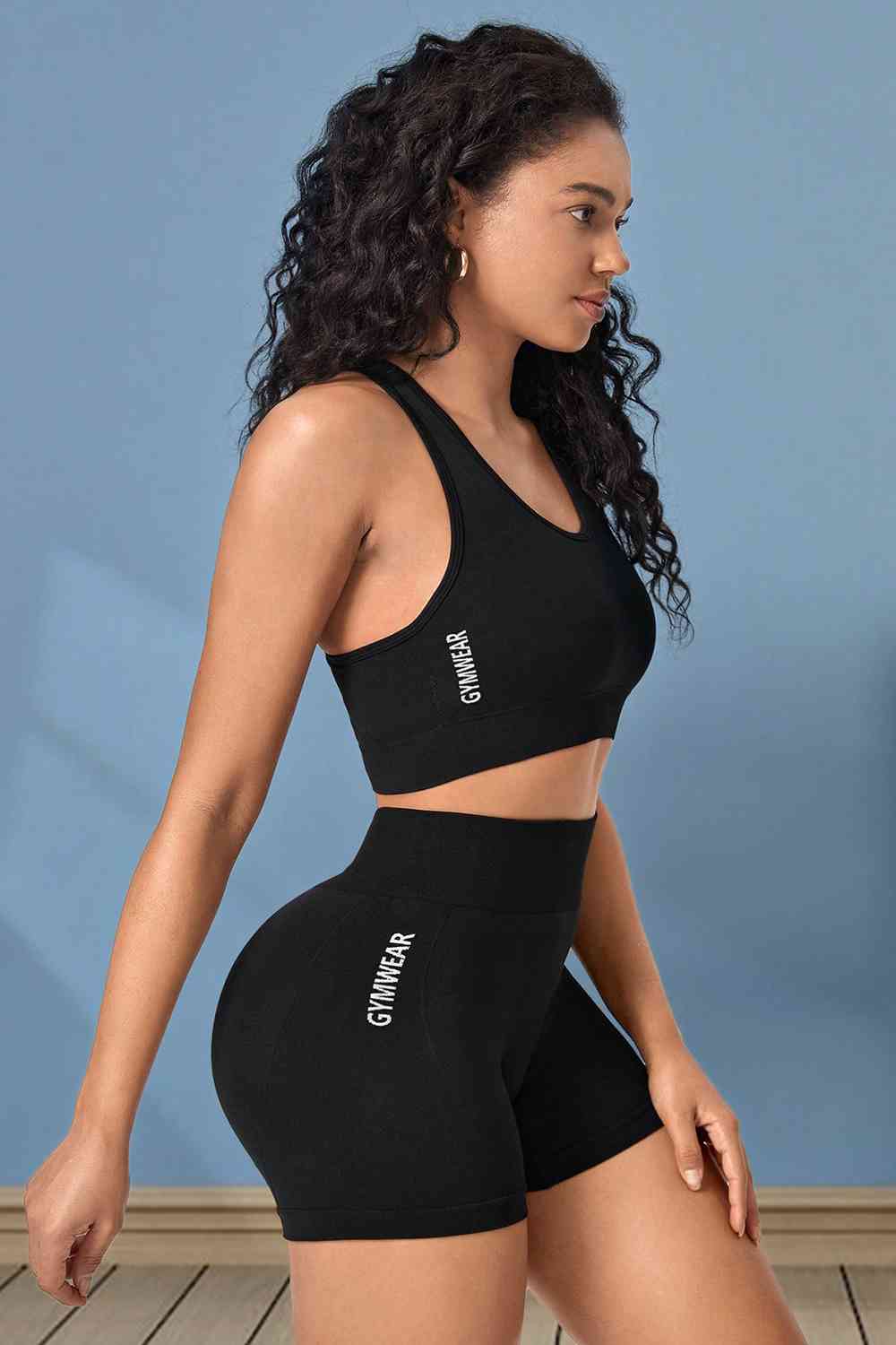 Black On Black - Cropped Sports Tank and Shorts Set (7501434847320)