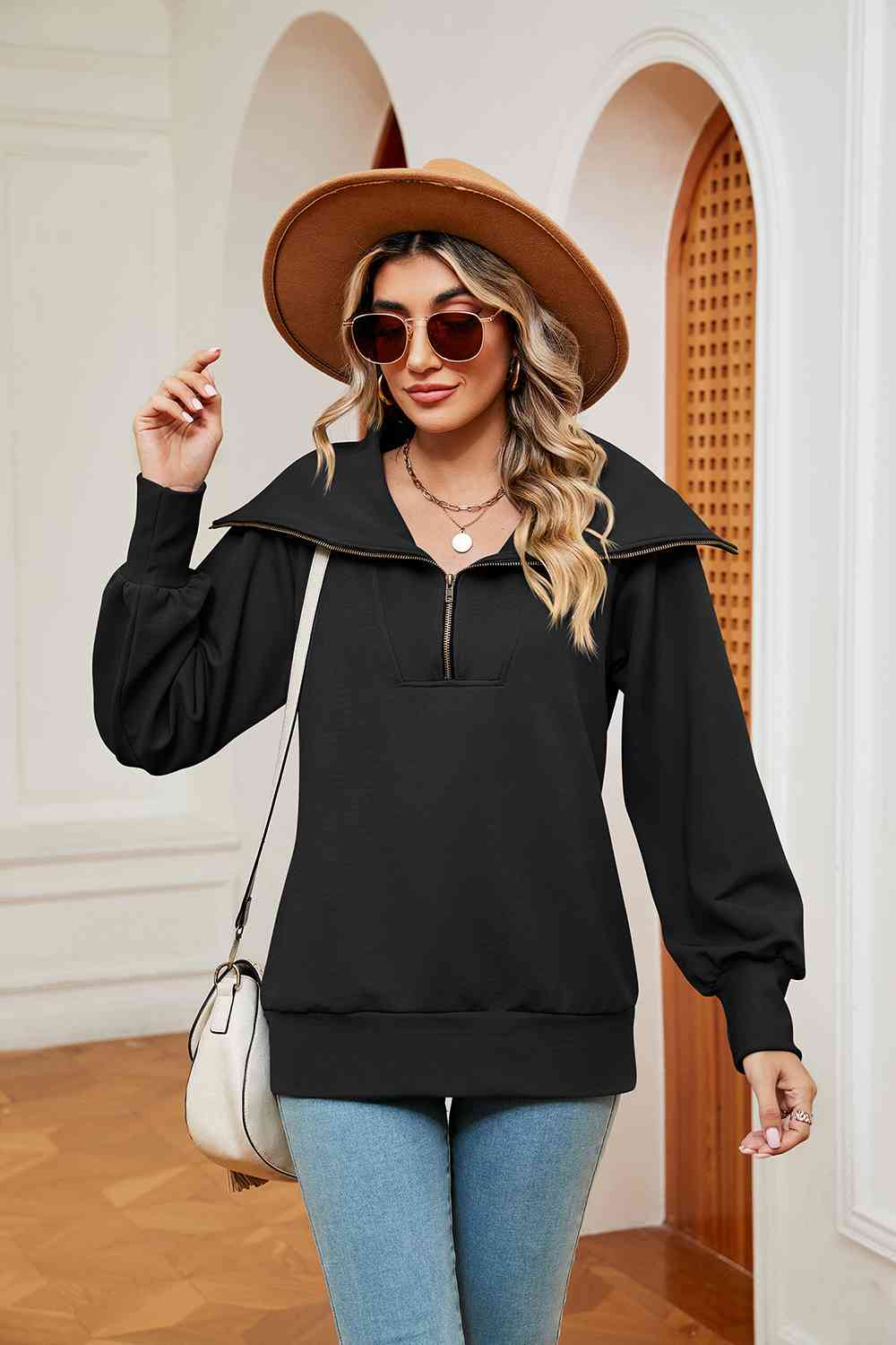 Collared - Half-Zip Collared Sweatshirt (7501332250712)
