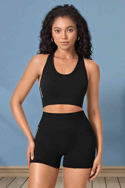 Black On Black - Cropped Sports Tank and Shorts Set (7501434847320)