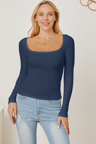 Square Neck Long Sleeves T-Shirt