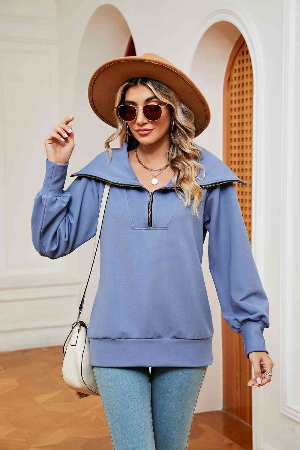 Collared - Half-Zip Collared Sweatshirt (7501332250712)