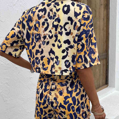 Printed Half Sleeves Top & Shorts Set (7501464502360)