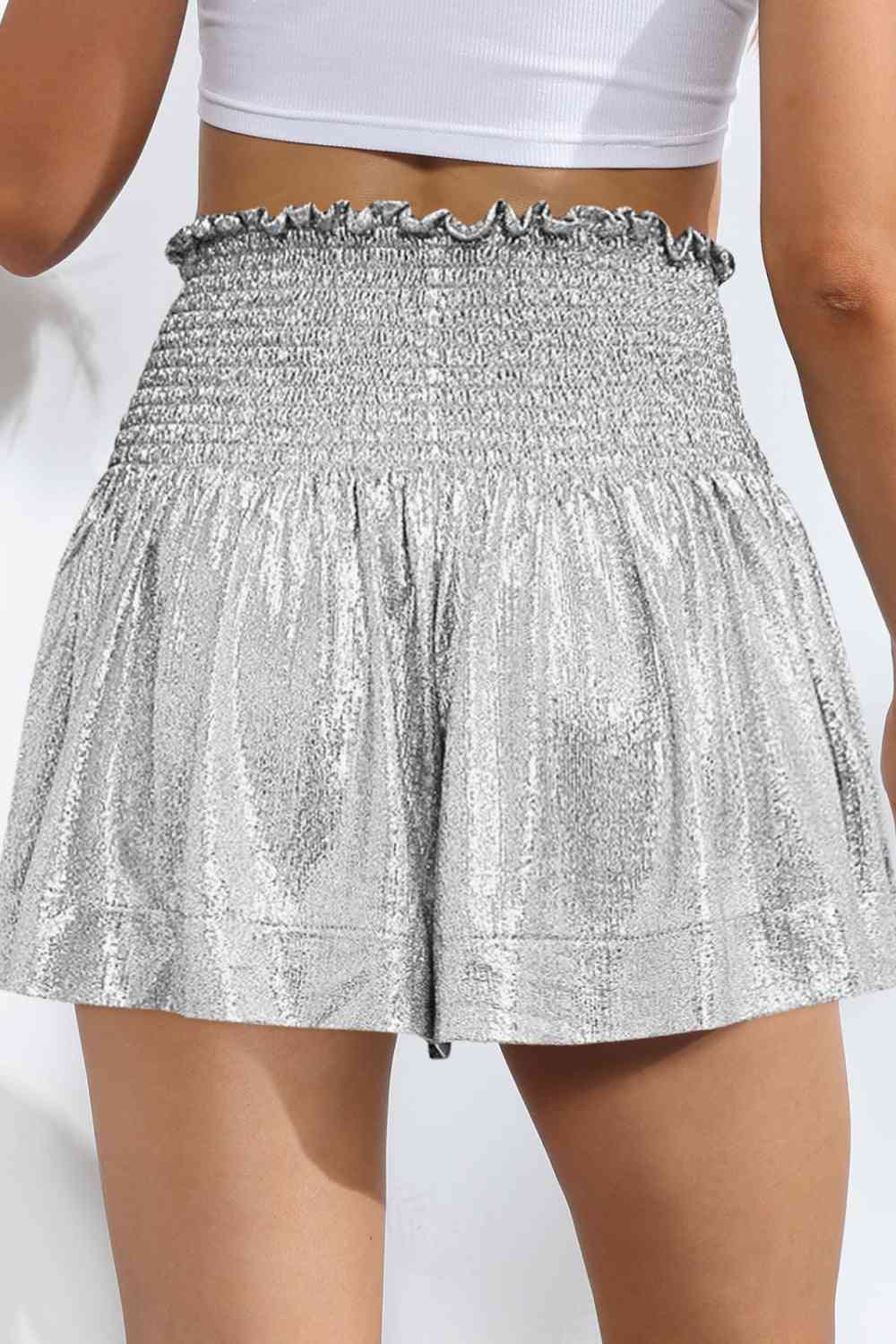 Glitter Smocked - High-Waist Shorts (7500855672920)