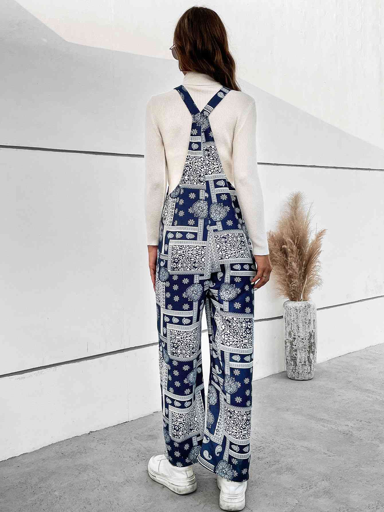 Bandana Print Straight Leg Jumpsuit With Pockets (7484699574360)