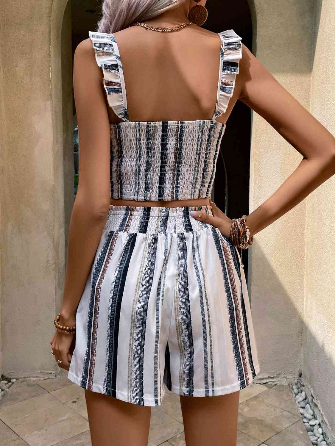 Smocked Ruffle Shoulders - Top & Shorts Set (7484225355864)