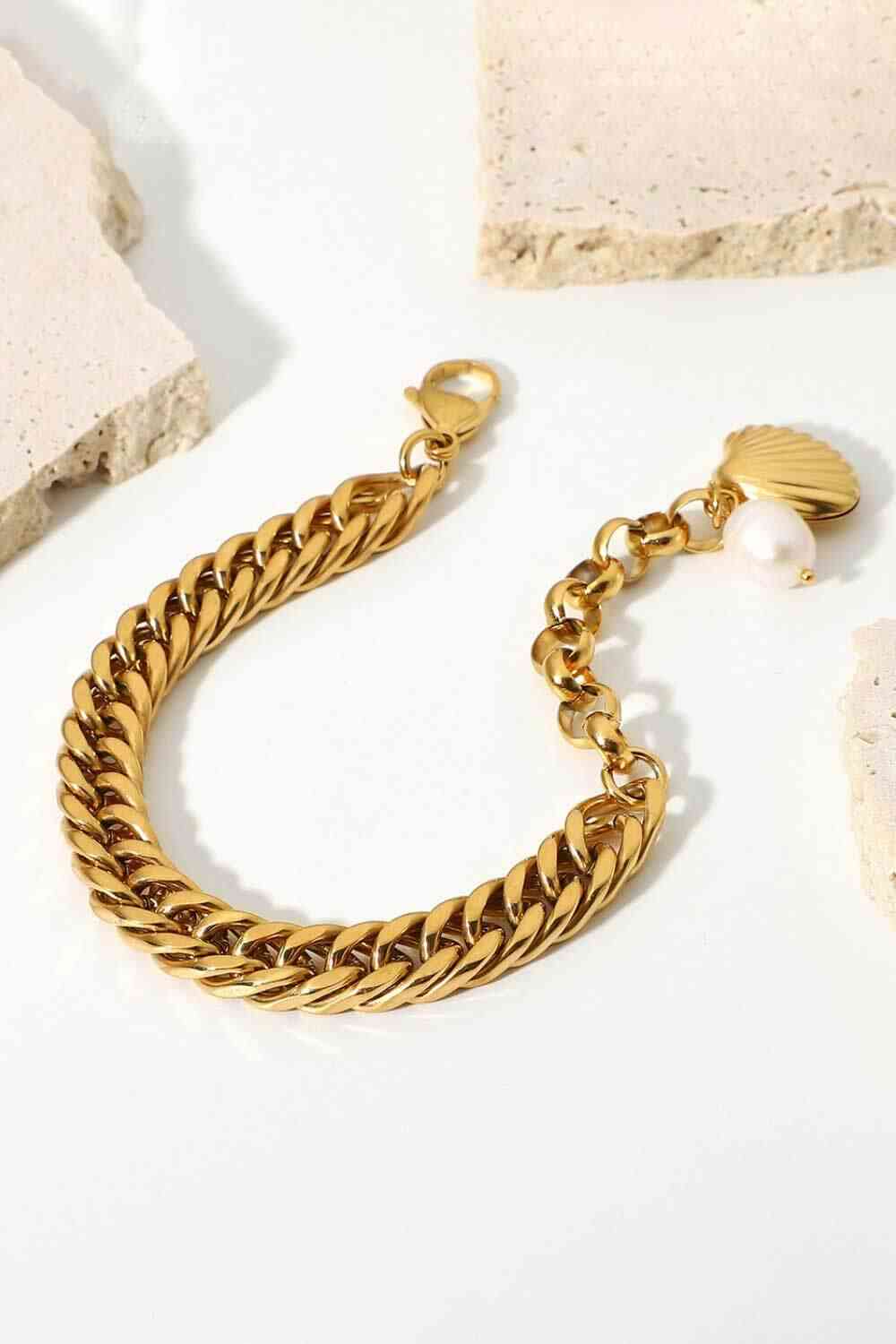 Seashells - Gold-Plated Curb Chain Bracelet 18 Carats (7500204736600)