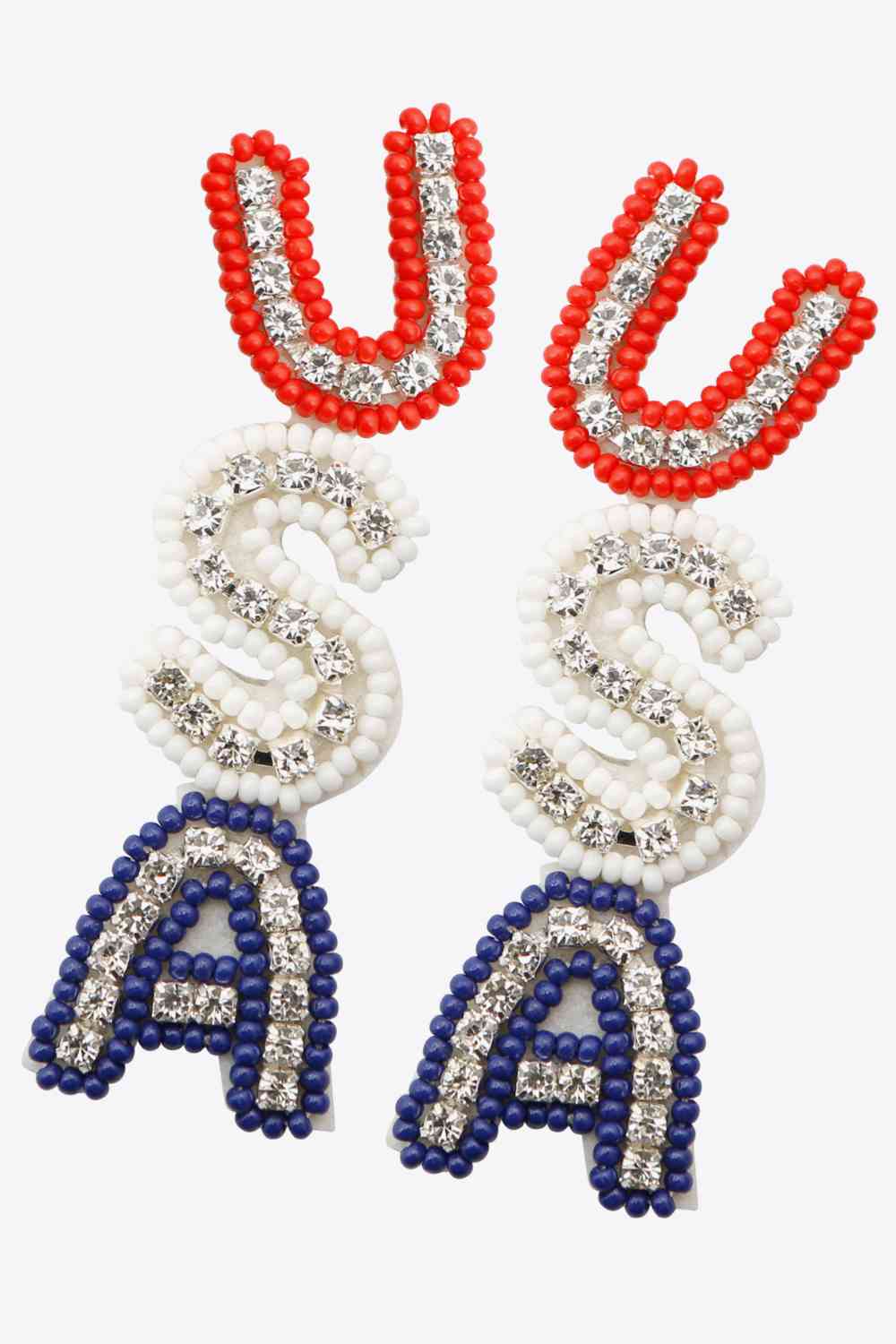 U.S.A - Beaded Zircon Earrings (7499317248088)