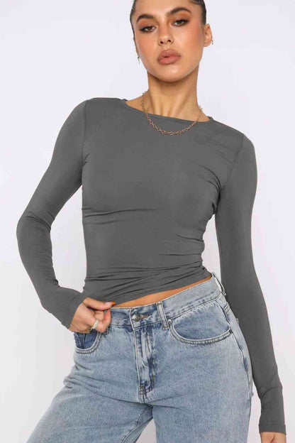 Round Neck Long-Sleeves Top (7501314031704)