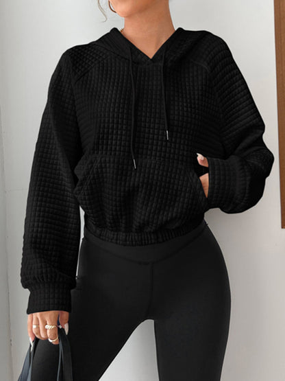 Pullover Hooded Long-Sleeves Patchwork Sponge Sweatshirt