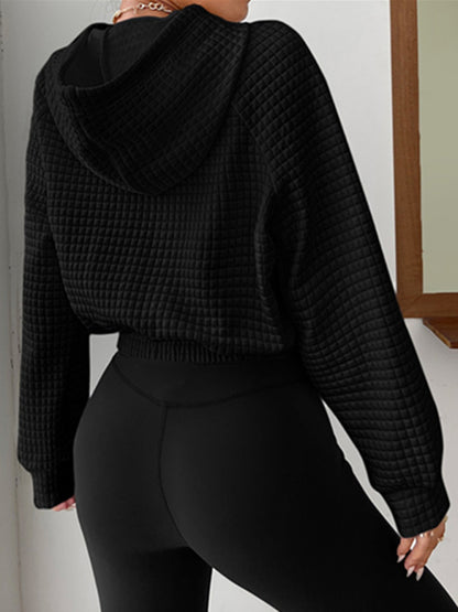 Pullover Hooded Long-Sleeves Patchwork Sponge Sweatshirt