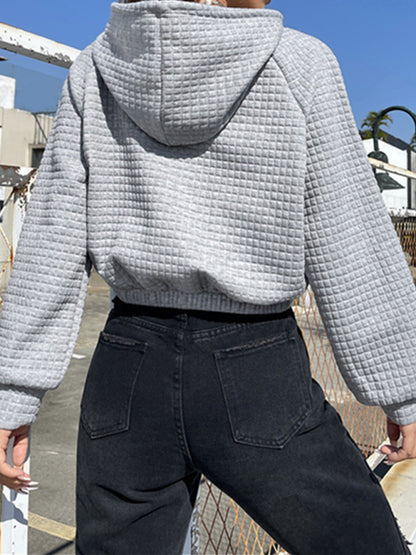 Pullover Hooded Long-Sleeves Patchwork Sponge Sweatshirt