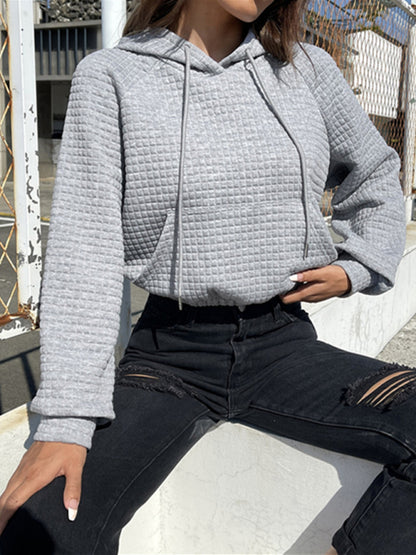 Pullover Hooded Long-Sleeves Patchwork Sponge Sweatshirt