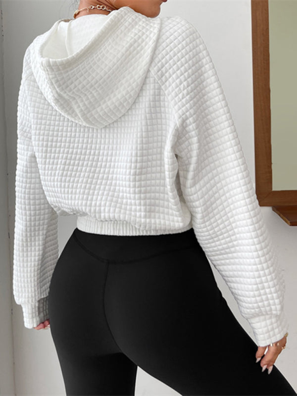 Pullover Hooded Long-Sleeves Patchwork Sponge Sweatshirt