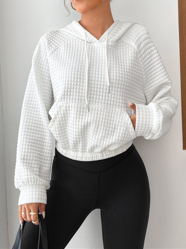 Pullover Hooded Long-Sleeves Patchwork Sponge Sweatshirt