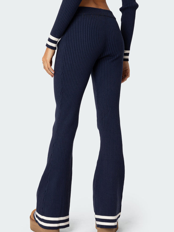 Zipper Crop-Top High-Waist Wide Leg Pants Two-Piece Set